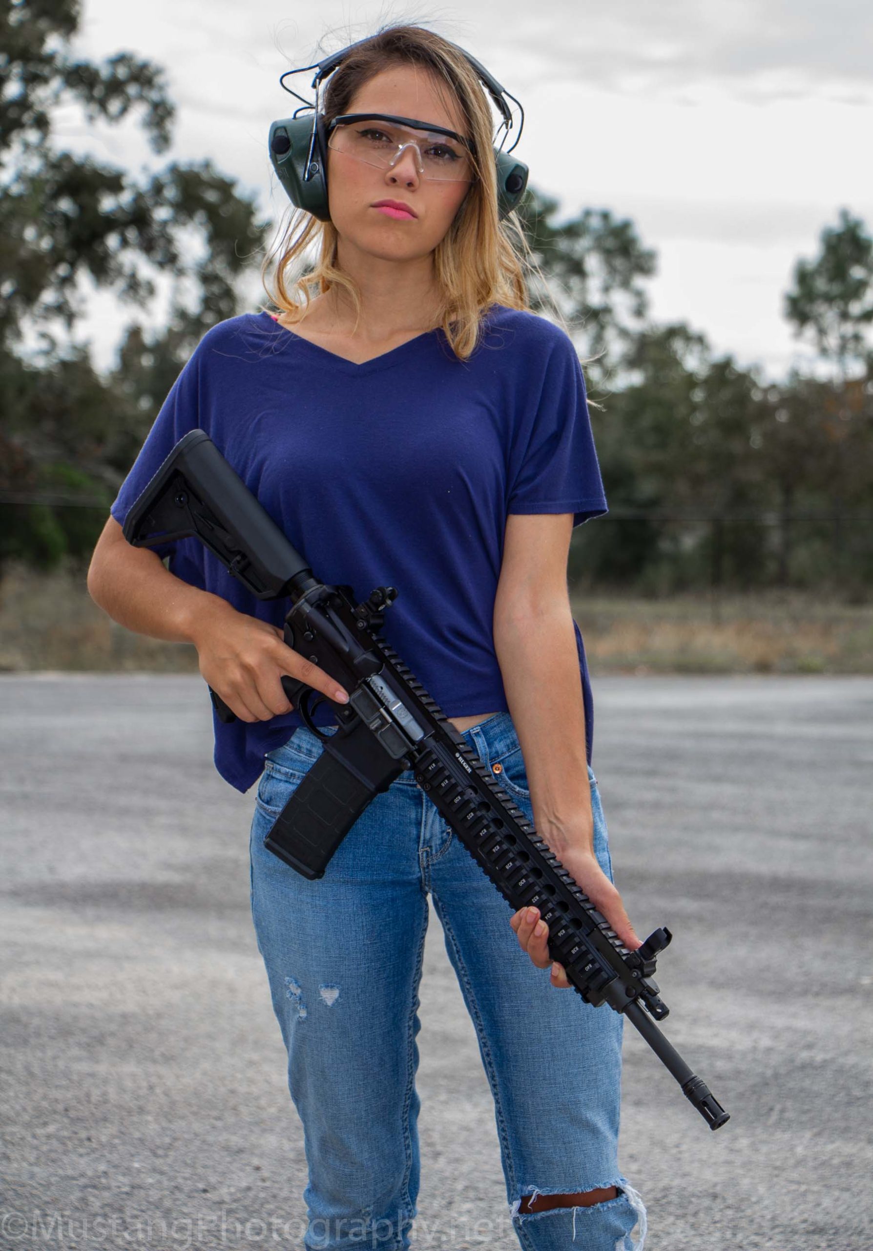 Beautiful Woman with AR15 Rifle